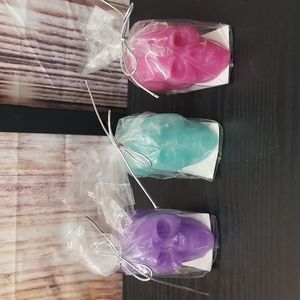 Skull Candles Set of 3 Colors Pink-Green-Purple